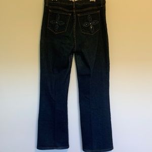 Not Your Daughter's Dark Wash Jeans with back pocket rhinestone embellishments